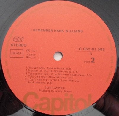 Glen Campbell - I Remember Hank Williams (LP)