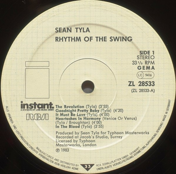 Sean Tyla - Rhythm Of The Swing (LP)