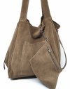 Zamszowa torebka shopper skóra naturalna bezowa camel