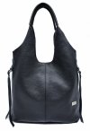 Czarna Torebka Shopper z Naturalnej Skóry - 2w1