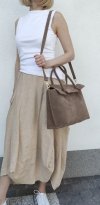 Klasyczna torebka Vera Pelle skóra brązowa beżowa taupe