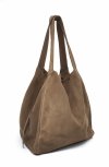 Zamszowa torebka shopper skóra naturalna bezowa camel