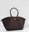 Torebka shopper zamszowa Vera Pelle skóra brązowa czekoladowa Laura Biaggi