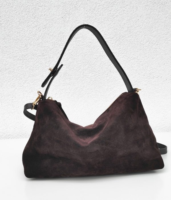 Zamszowy czekoladowy kuferek Vera Pelle Laura Biaggi