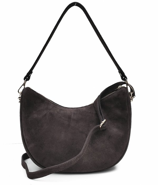 Zamszowa czekoladowa torebka worek listonoszka skóra naturalna vera pelle