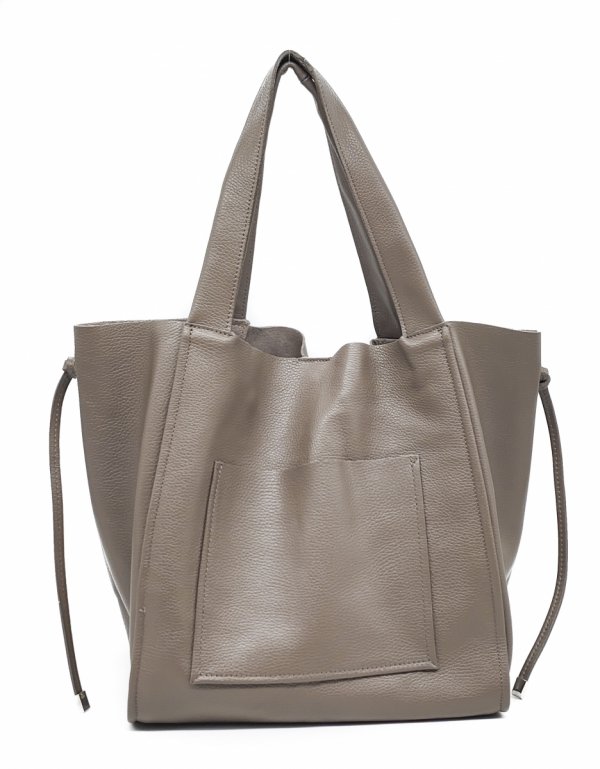 Vera Pelle Italy torebka shopper skóra naturalna beżowa taupe