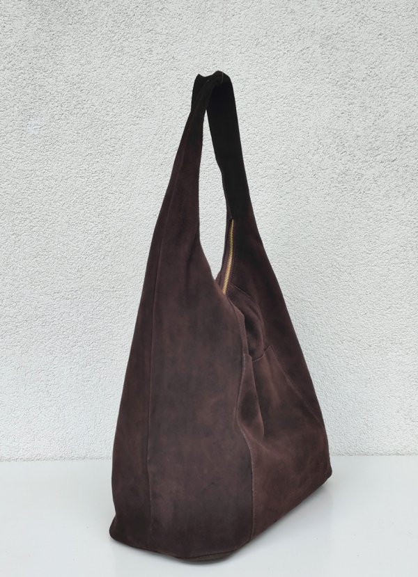 Zamszowy czekoladowy worek