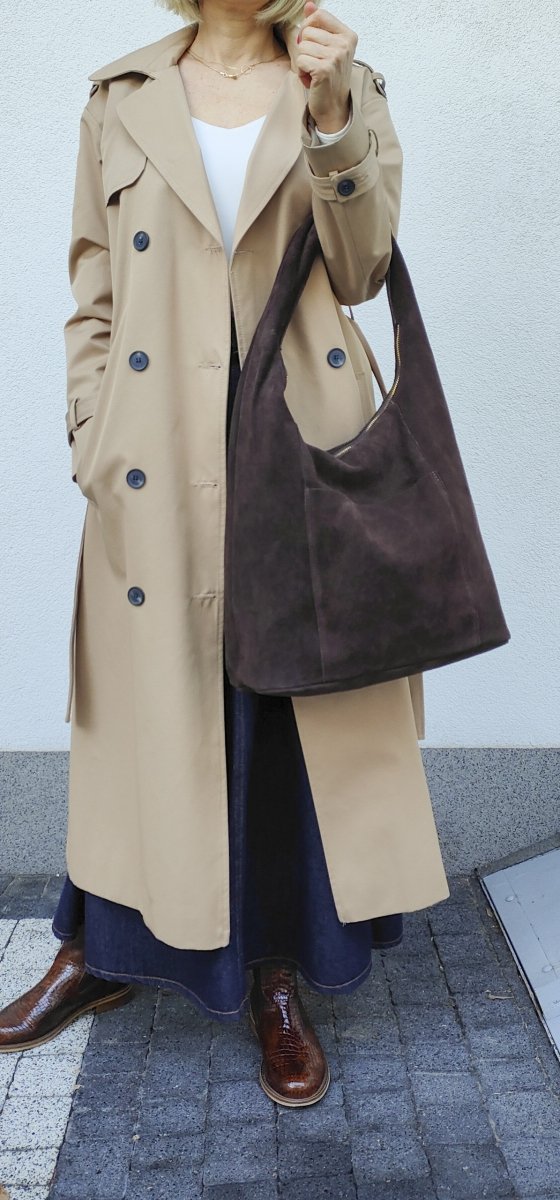 Zamszowy czekoladowy worek