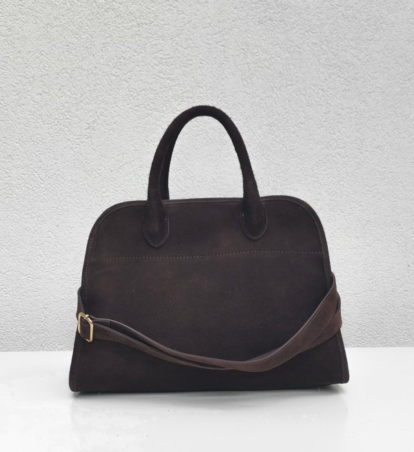 Zamszowa torebka kuferek skóra naturalna brązowa czekoladowa