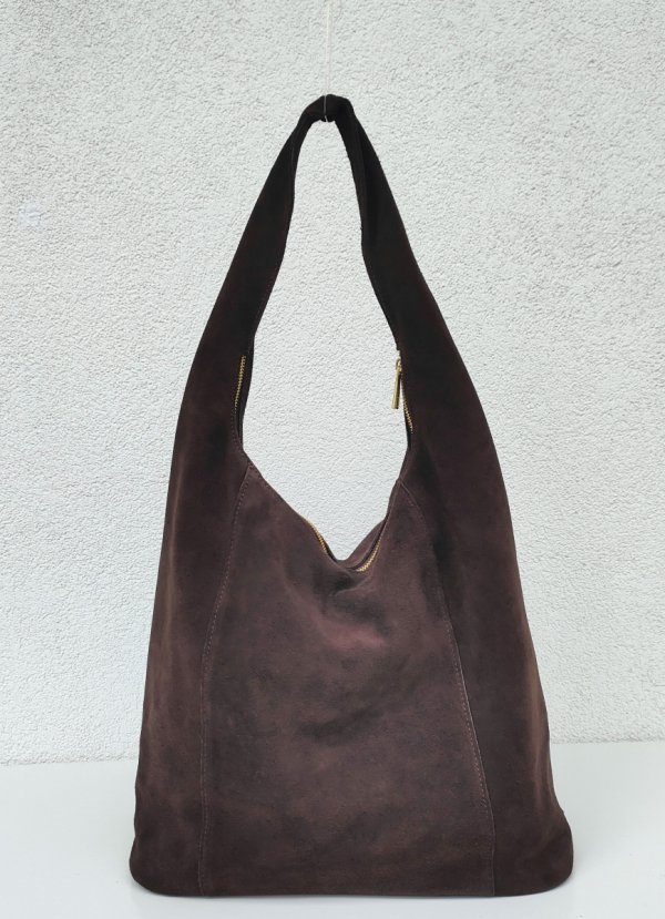 Zamszowy czekoladowy worek