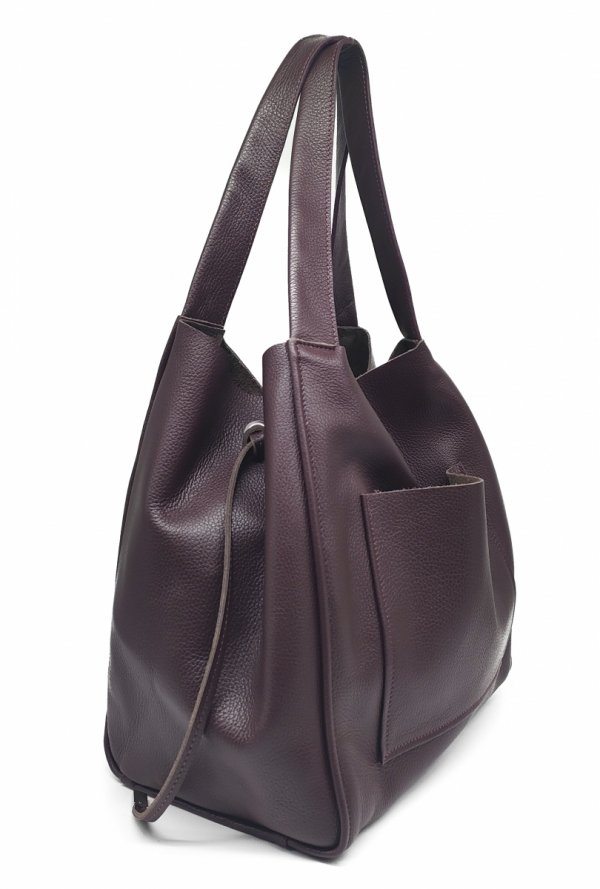Vera Pelle Italy torebka shopper skóra naturalna bordo burgund