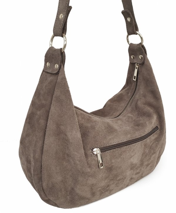 Laura Biaggi beżowy zamszowy worek torebka Mocha Mousse