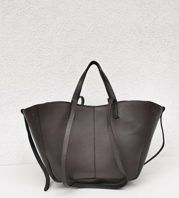 Czekoladowa brązowa torebka Shopperka Vera Pelle do ręki na ramie