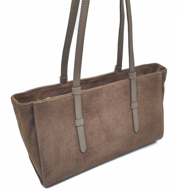 Torebka skóra zamszowa VeraPelle beżowa Mocha