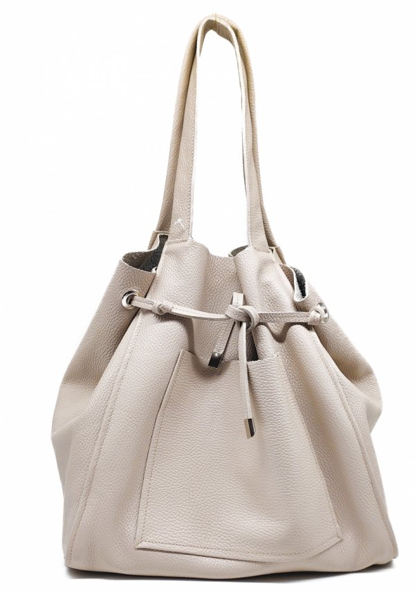 Vera Pelle Italy torebka shopper skóra naturalna beżowa Laura Biaggi