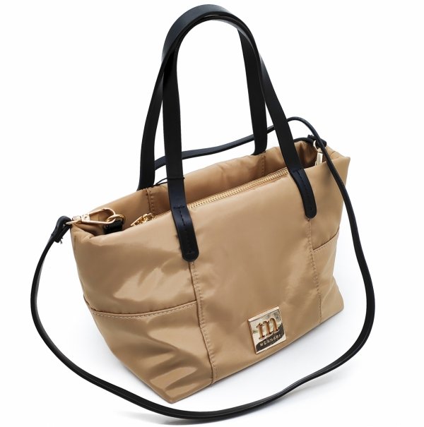 Torebka crossbody kuferek listonoszka na taśmowym pasku beżowa Monnari