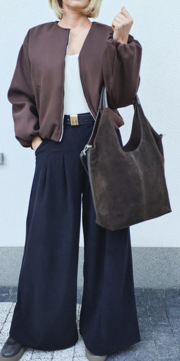 Zamszowy worek brązowy czekoladowy skóra naturalna