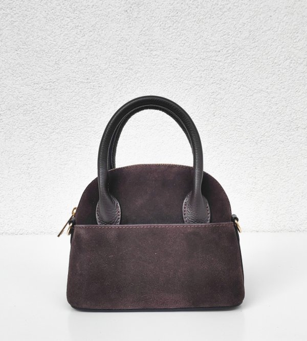 MINI Zamszowy czekoladowy kuferek Laura Biaggi