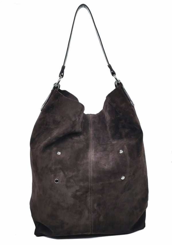 Vera Pelle zamszowa czekoladowa torebka worek