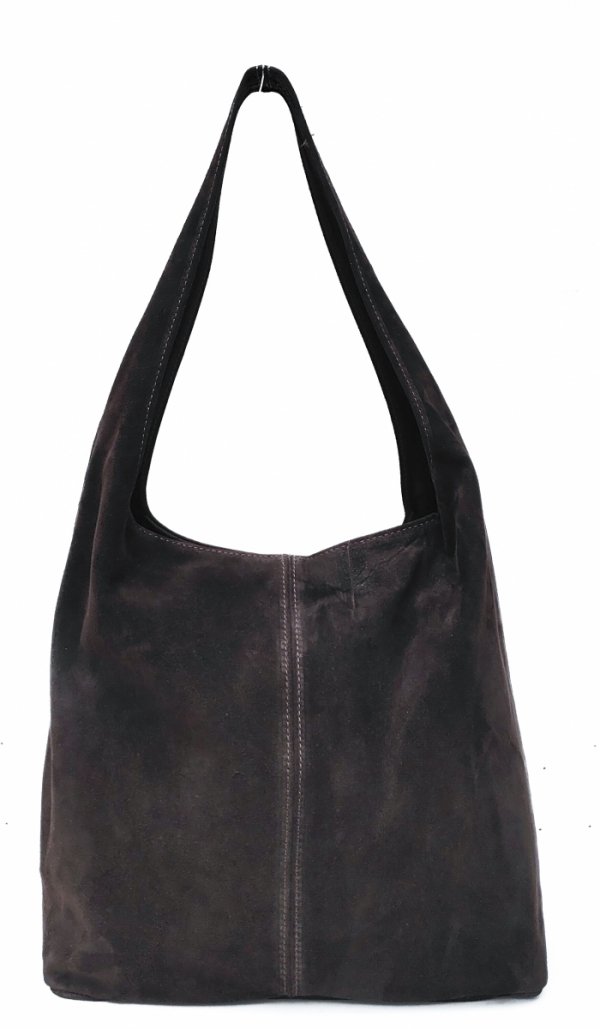 Czekoladowy brązowy espresso worek zamszowy Vera Pelle