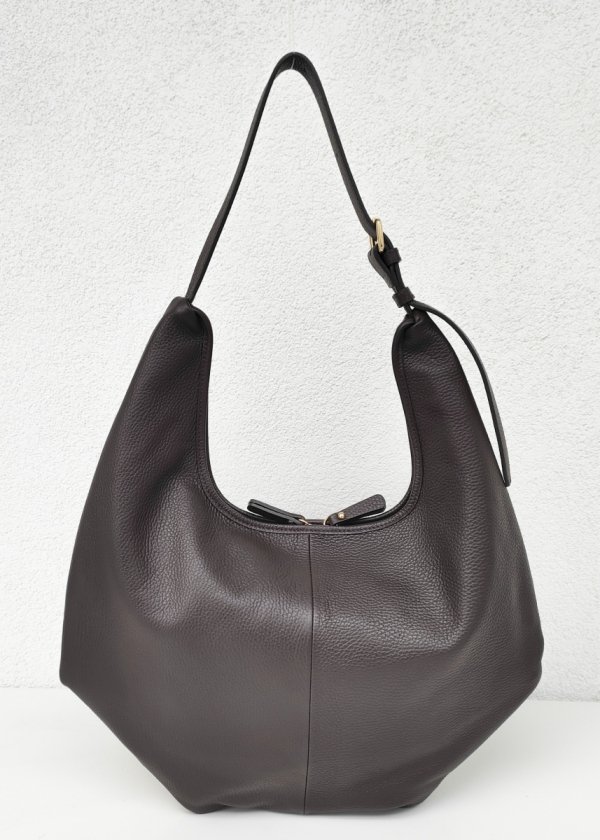 Czekoladowy worek skóra naturalna Laura Biaggi