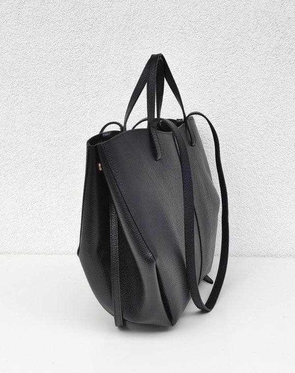 Torebka shopper Vera Pelle skóra naturalna czarna