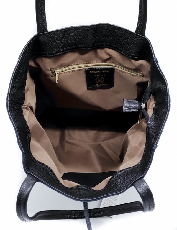 Vera Pelle torebka shopper skóra naturalna czarna Laura Biaggi
