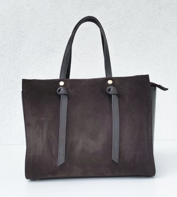 Klasyczna modna torebka zamszowa czekoladowa espresso