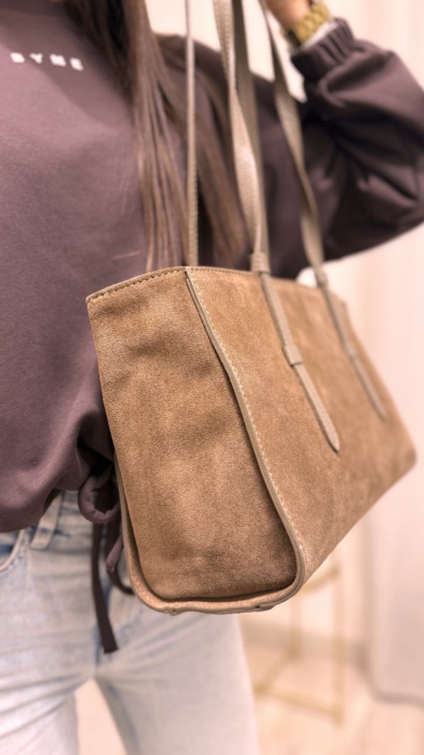 Torebka skóra zamszowa VeraPelle beżowa Mocha