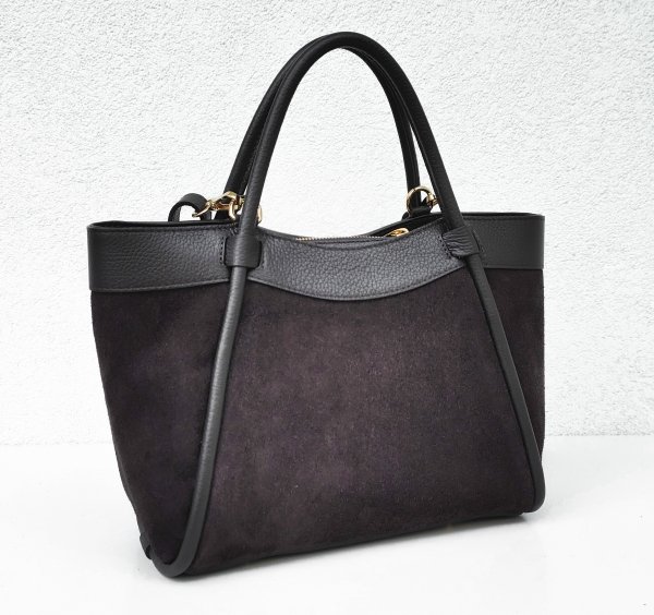 Klasyczna zamszowa torebka kuferek brązowa czekoladowa