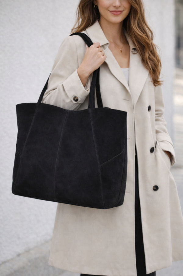 MAXI shopper torba skóra zamszowa czarna