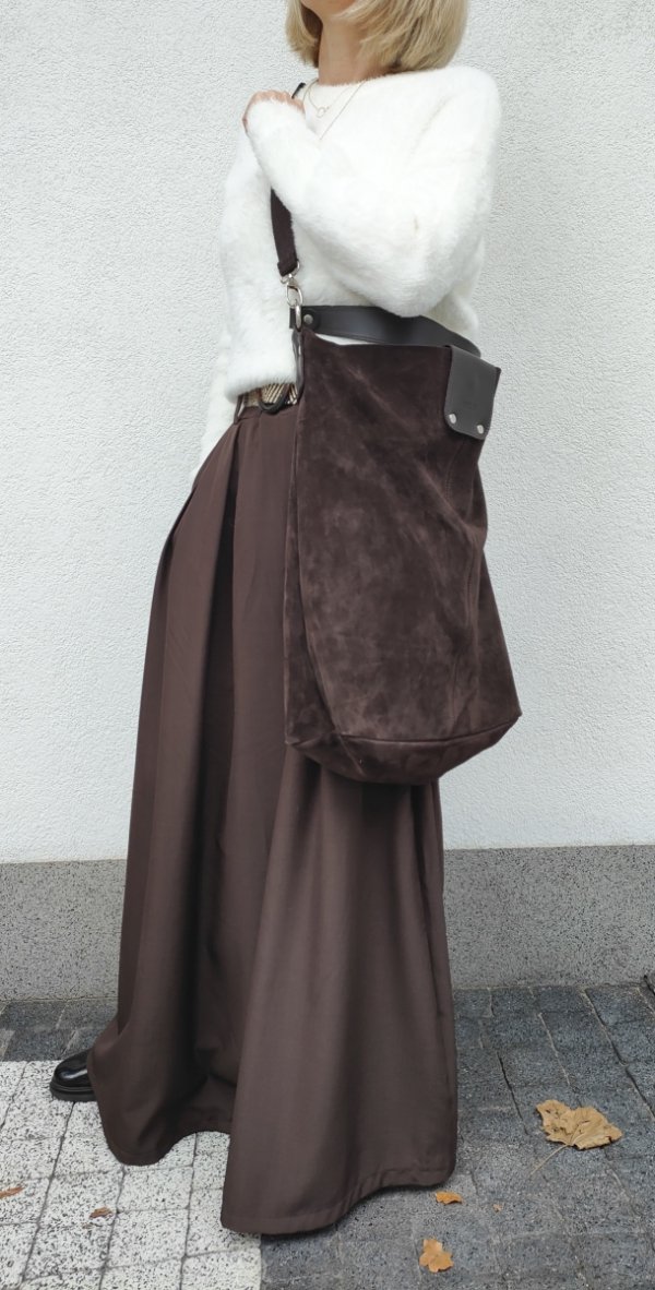 Vera Pelle zamszowa czekoladowa torebka worek