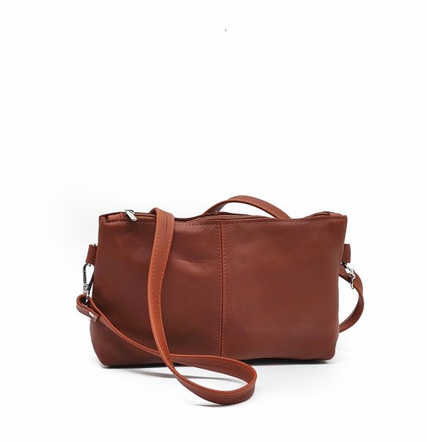 Brązowa Torebka Shopper z Naturalnej Skóry - 2w1