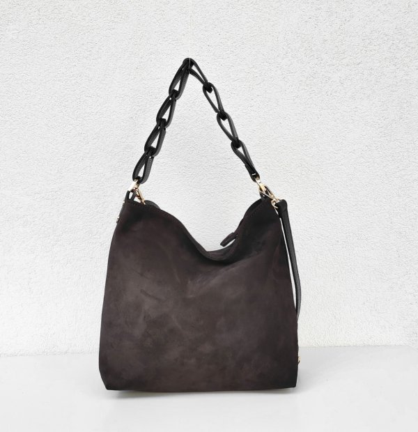 Torebka worek listonoszka torebka zamszowa czekoladowa Espresso