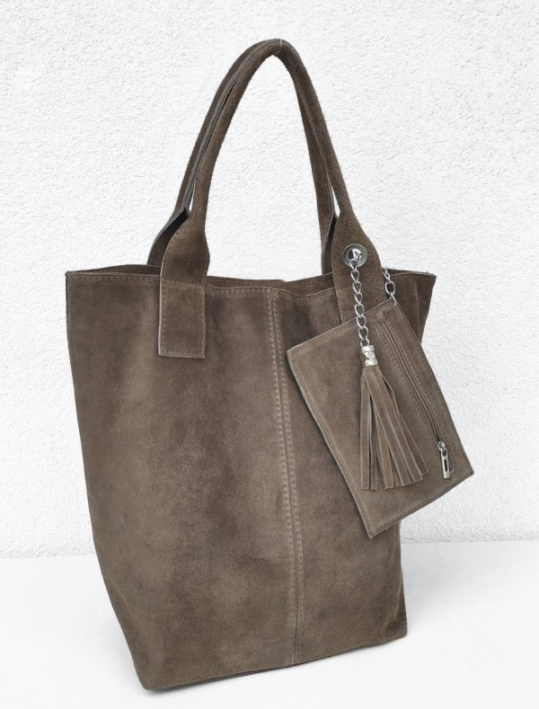 Beżowa taupe zamszowa torebka