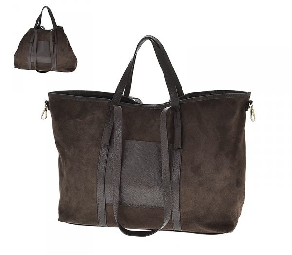 Zamszowy MAXI Shopper w czekoladowym kolorze