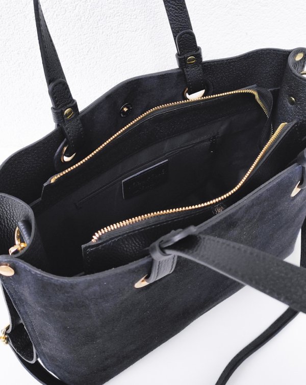 Klasyczna modna torebka aktówka zamszowa czarna