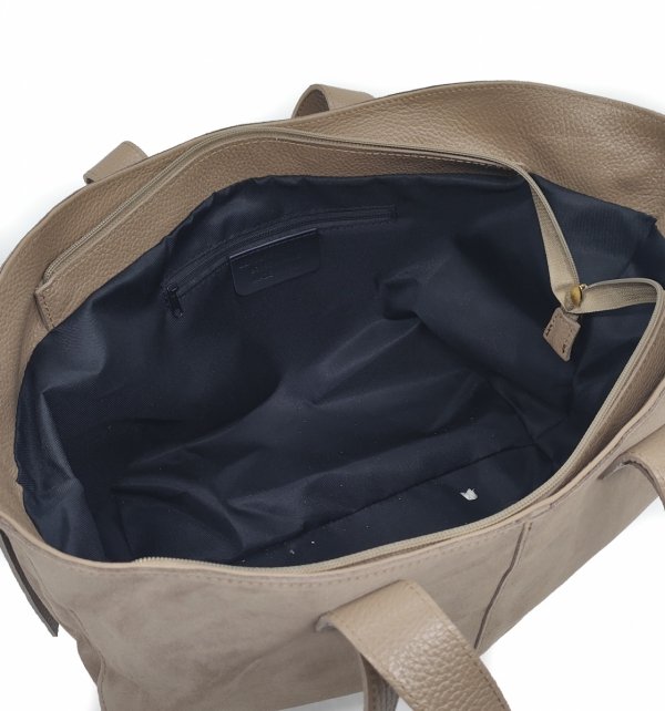 Torebka shopper zamszowa Vera Pelle skóra beżowa taupe