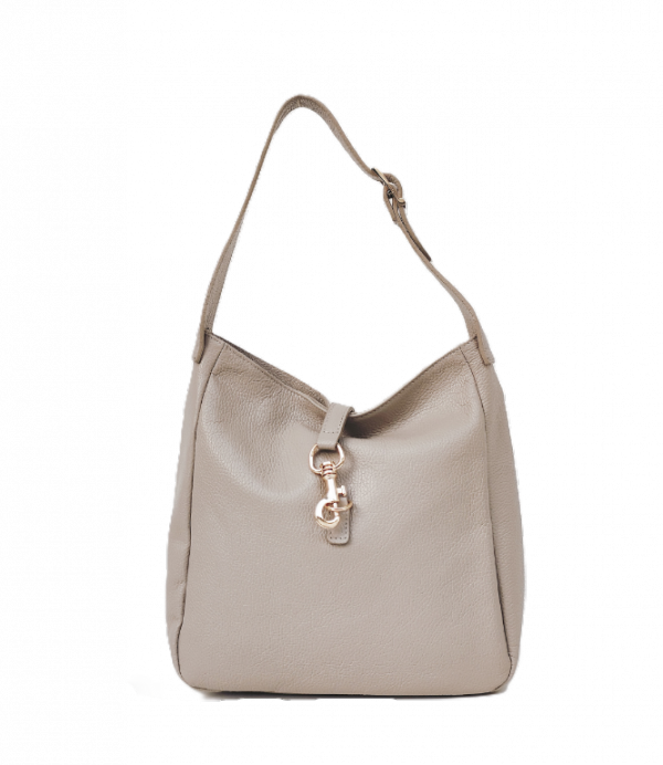 Beżowy zimny worek torebka skóra naturalna