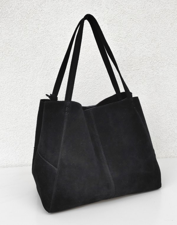 MAXI shopper torba skóra zamszowa czarna