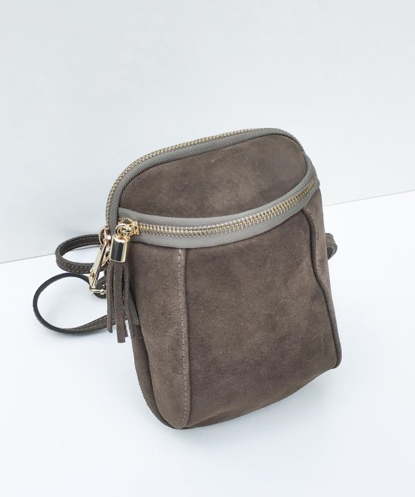 Listonoszka zamszowa rowerówka brązowa czekoladowa