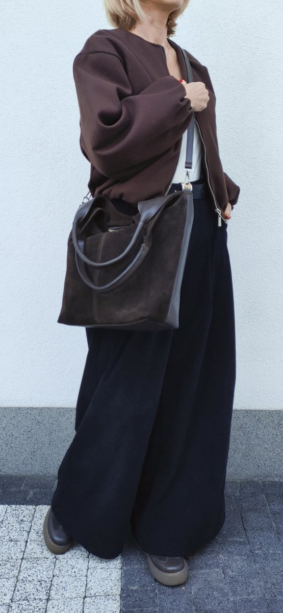 Zamszowy worek brązowy czekoladowy skóra naturalna