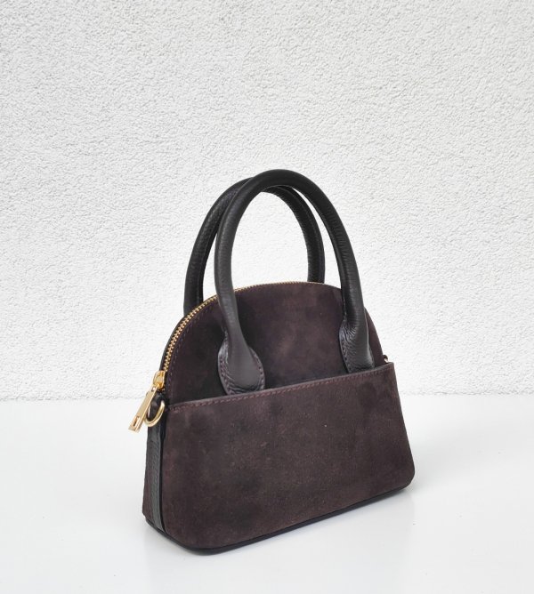 MINI Zamszowy czekoladowy kuferek Laura Biaggi