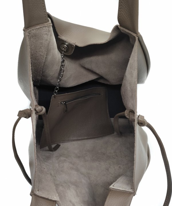 Vera Pelle Italy torebka shopper skóra naturalna beżowa taupe