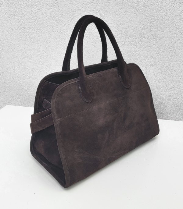 Zamszowa torebka kuferek skóra naturalna brązowa czekoladowa