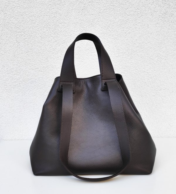 Torebka shopper Vera Pelle skóra czekoladowa