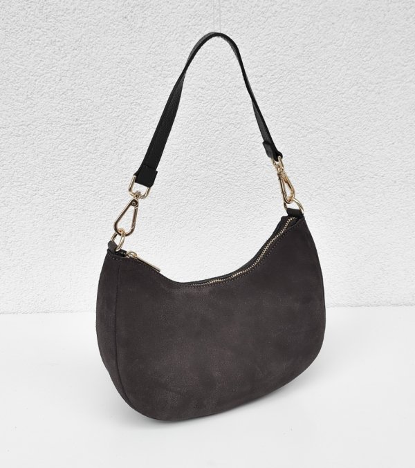 Czekoladowa brązowa zamszowa listonoszka skóra naturalna