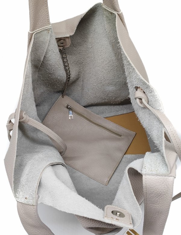 Vera Pelle Italy torebka shopper skóra naturalna beżowa Laura Biaggi
