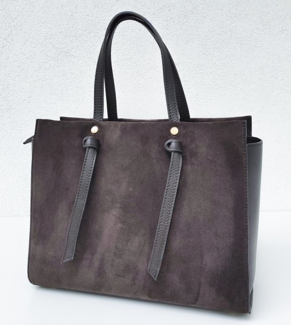 Klasyczna modna torebka zamszowa czekoladowa espresso