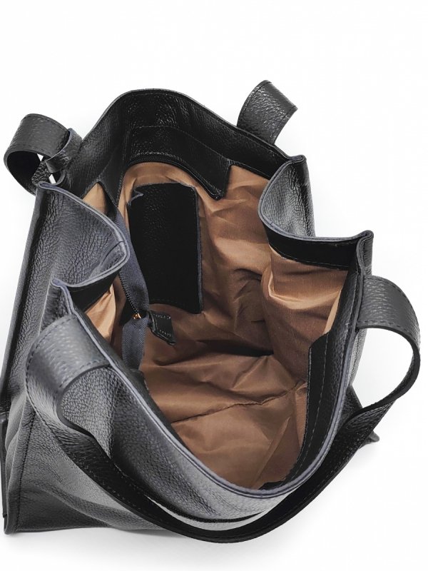 Vera Pelle Italy torebka shopper skóra naturalna czarny